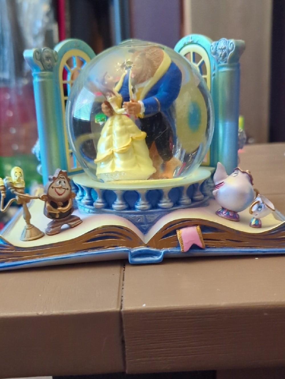 Disney Beauty and the Beast Musical Snow Globe Toy - Blue, Gold, Pink
